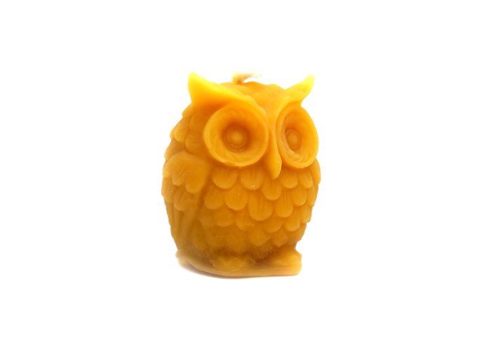 Bougie cire d'abeilles - Le hibou